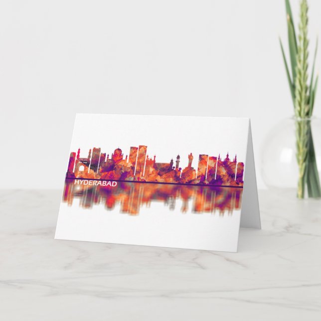 Cartes Pour Fêtes Annuelles Hyderabad Telangana Skyline (Devant)