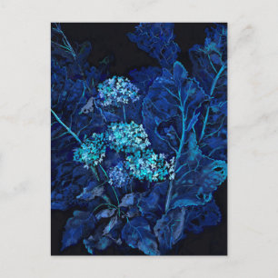 Cartes Pour Fêtes Annuelles Hydrangée & Poisson-raifort peinture florale noir 