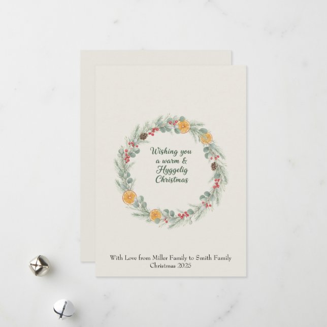 Cartes Pour Fêtes Annuelles Hygge Christmas Wreath Card — Holiday Greetings (Devant/Arrière en situation)