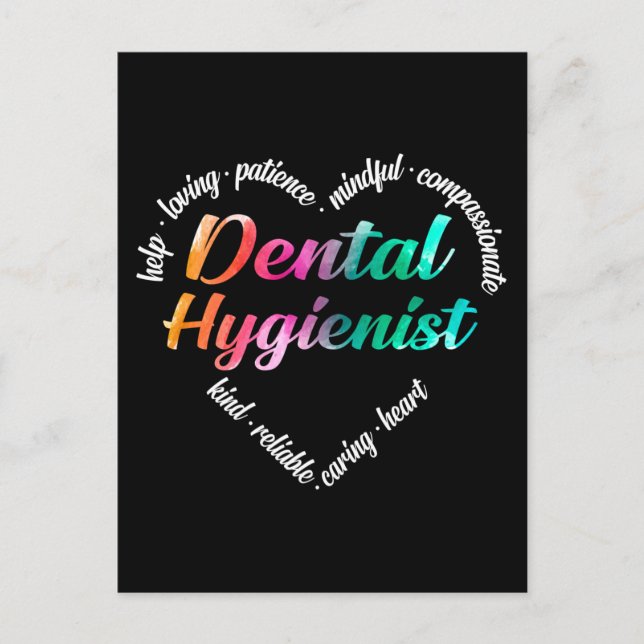 Cartes Pour Fêtes Annuelles Hygiéniste dentaire Mot de coeur Nuage d'aquarelle (Devant)