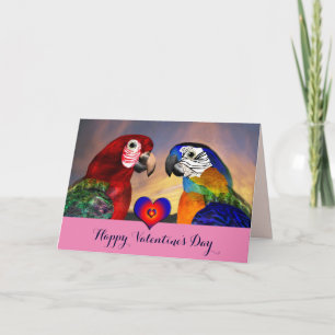 Cartes Pour Fêtes Annuelles HYPER PARROTS ROUGE, BLEU MACAWS Saint Valentin Am