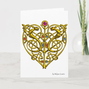 Cartes Pour Fêtes Annuelles HYPER VALENTINEGold Coeur de noeud celtique avec a