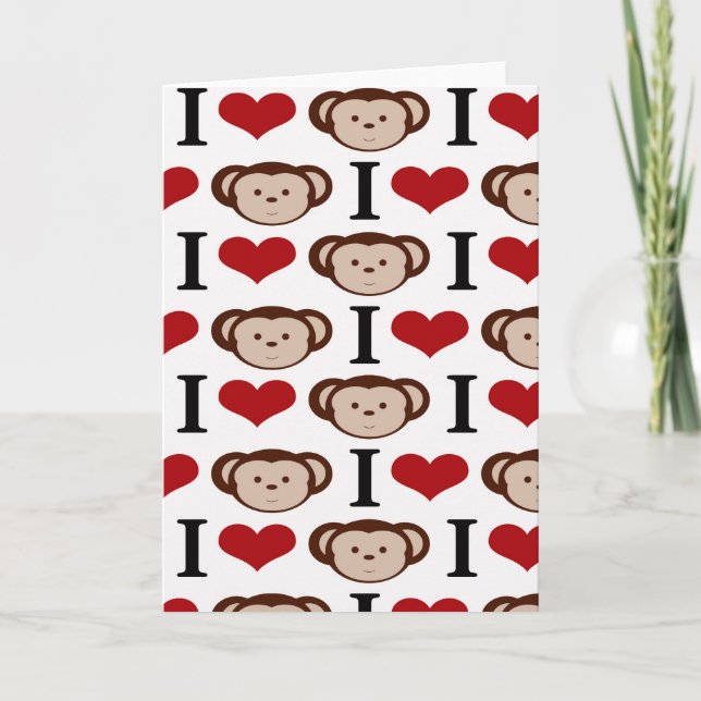 Cartes Pour Fêtes Annuelles I Heart Monkeys I Love Monkey Valentines Cadeaux (Devant)