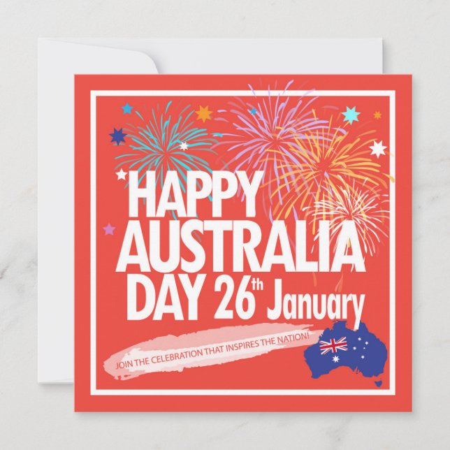 Cartes Pour Fêtes Annuelles "I LOVE AUSTRALIA" Australia Day 26 janvier (Devant)