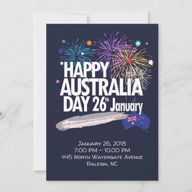 Cartes Pour Fêtes Annuelles "I LOVE AUSTRALIA" Australia Day 26 janvier (Devant)