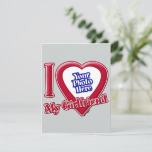 Cartes Pour Fêtes Annuelles I Love My Girlfriend Photo Red Heart Grey