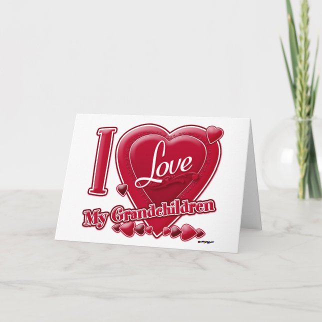 Cartes Pour Fêtes Annuelles I Love My Grandchildren coeur rouge (Devant)