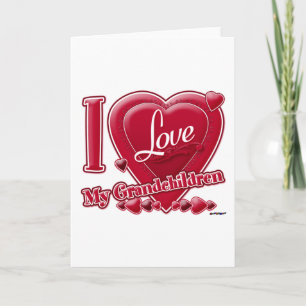 Cartes Pour Fêtes Annuelles I Love My Grandchildren coeur rouge