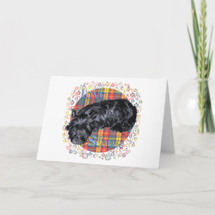 Cartes Pour Fêtes Annuelles I Love My Scottie on Plaid