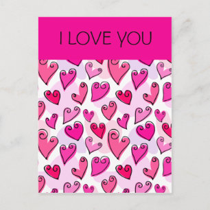 Cartes Pour Fêtes Annuelles I Love You Girly Pink Hearts Romantique Valentine'