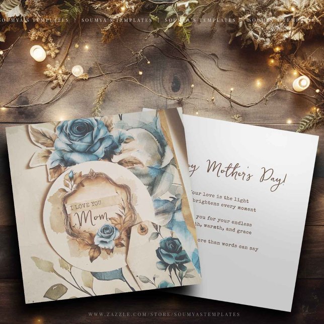 Cartes Pour Fêtes Annuelles I Love You Maman Nom personnalisable (Créateur téléchargé)
