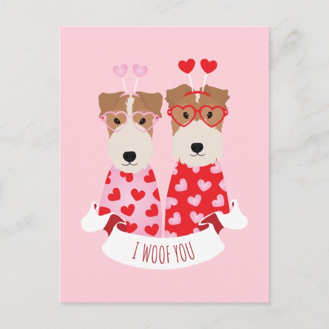 Cartes Pour Fêtes Annuelles i Woof You Valentine Welsh Terrier Dogs (Devant)