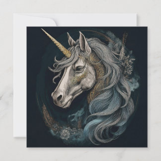 Cartes Pour Fêtes Annuelles IA Dark Unicorn