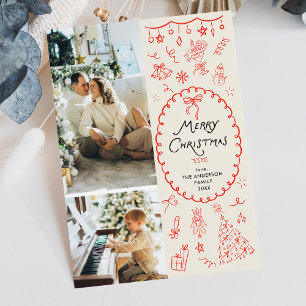 Cartes Pour Fêtes Annuelles Icônes Tirées main Rétro Joyeux Noël 2 Photo