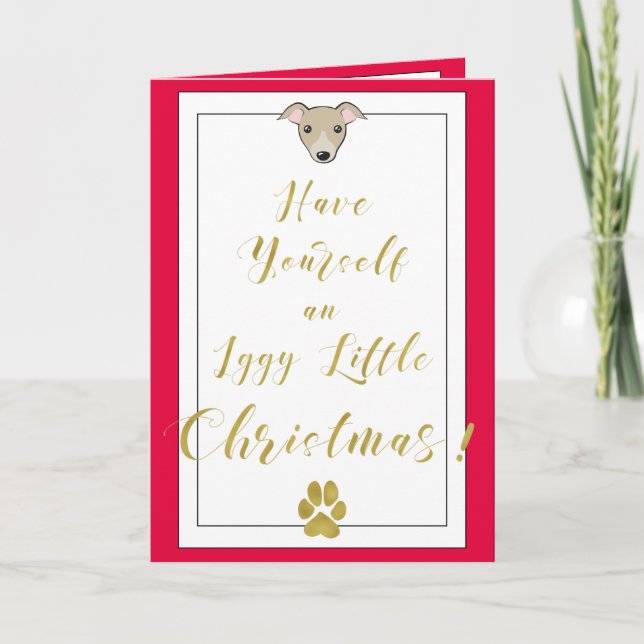 Cartes Pour Fêtes Annuelles Iggy little Christmas Amusant élégant script d'or  (Devant)