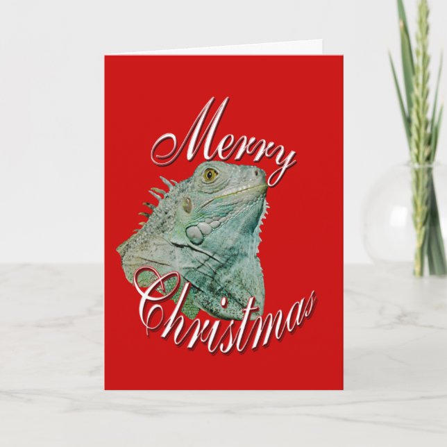 Cartes Pour Fêtes Annuelles Iguane de Noël (Devant)