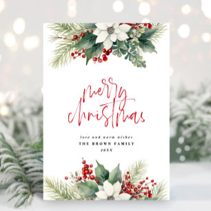 Cartes Pour Fêtes Annuelles Iivoire couronne de Noël Aquarelle de Noël