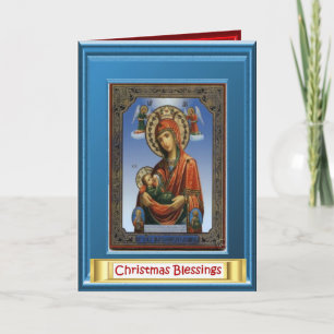 Cartes Pour Fêtes Annuelles Ikon de Mary et de l'enfant Jésus