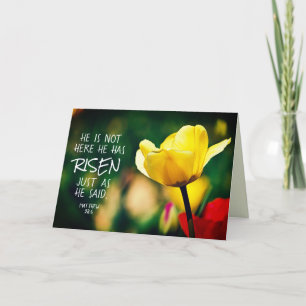Cartes Pour Fêtes Annuelles Il a RISEN Bible Verse Tulips Pâques