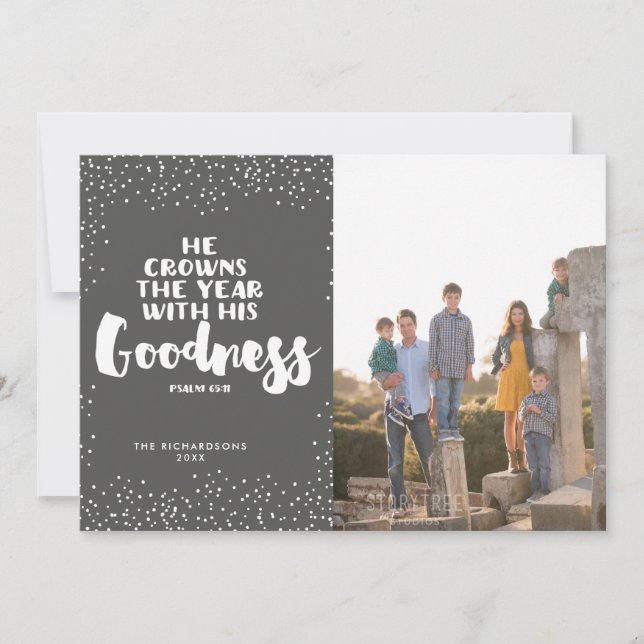 Cartes Pour Fêtes Annuelles Il couronne l'année Écriture Photo Année en revue (Devant)