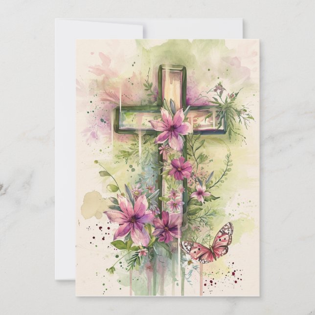Cartes Pour Fêtes Annuelles Il Est Ressuscité Cross Greeting Card, Joyeux Pâqu (Devant)