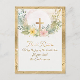 Cartes Pour Fêtes Annuelles Il est ressuscité Fleurs aquarelles de Pâques, Rel