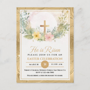 Cartes Pour Fêtes Annuelles Il Est Ressuscité Fleurs D'Aquarelle De Pâques, Re