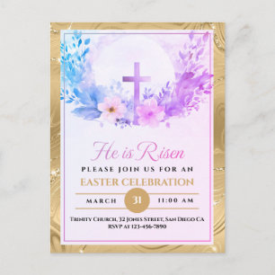 Cartes Pour Fêtes Annuelles Il Est Ressuscité Fleurs D'Aquarelle De Pâques, Re