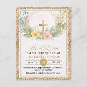 Cartes Pour Fêtes Annuelles Il Est Ressuscité Fleurs D'Aquarelle De Pâques, Re