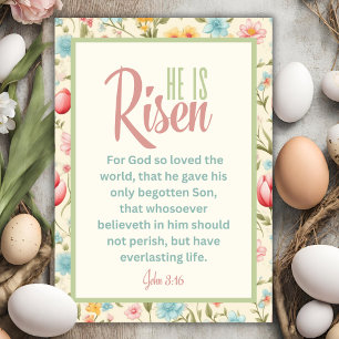 Cartes Pour Fêtes Annuelles Il Est Ressuscité Floral Pastel Christian Pâques