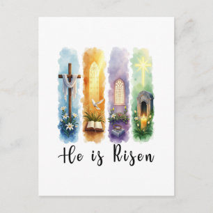 Cartes Pour Fêtes Annuelles Il est ressuscité Jésus chrétien Joyeux Pâques