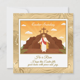 Cartes Pour Fêtes Annuelles "Il Est Ressuscité" Joyeuses Pâques - Religieux Pe