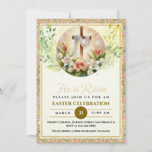 Cartes Pour Fêtes Annuelles Il Est Ressuscité Pâques Aquarelle Fleurs, Religie