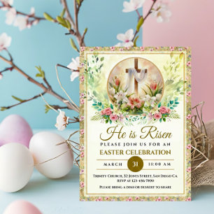 Cartes Pour Fêtes Annuelles Il Est Ressuscité Pâques Aquarelle Fleurs, Religie