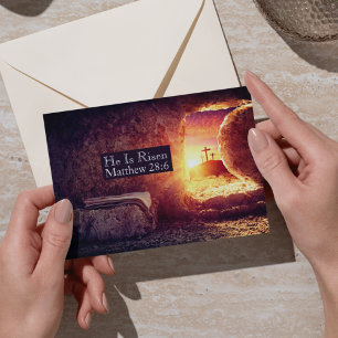 Cartes Pour Fêtes Annuelles Il Est Ressuscité Trois Croix Tombeau Vide Pâques