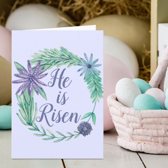 Cartes Pour Fêtes Annuelles Il est ressuscité violet religieux Bible de Pâques (Créateur téléchargé)