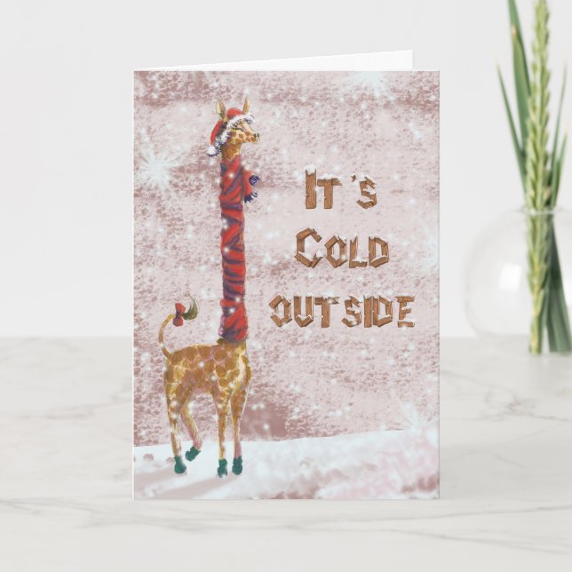 Cartes Pour Fêtes Annuelles Il fait froid dehors - Écharpe de girafe (Devant)