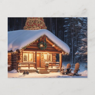 Cartes Pour Fêtes Annuelles Il y a de la neige sur notre Cabine en bois