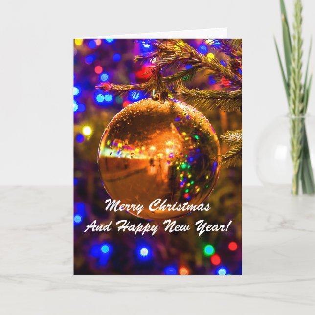 Cartes Pour Fêtes Annuelles Illumination jaune boule de Noël (Devant)