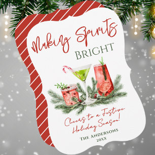 Cartes Pour Fêtes Annuelles Illuminer les esprits Hiver Cocktails de fêtes