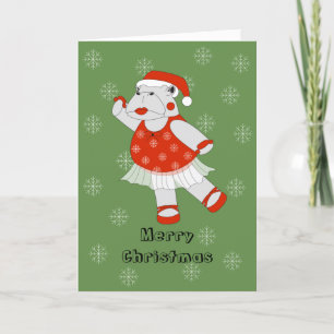 Cartes Pour Fêtes Annuelles illusima Ballerine Hippopotame Noël Flocons de nei
