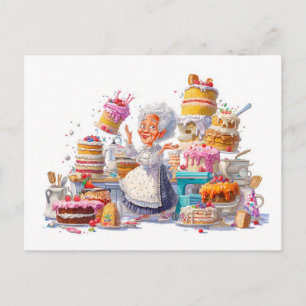 Cartes Pour Fêtes Annuelles Illustration amusante de grand-mère faisant des gâ