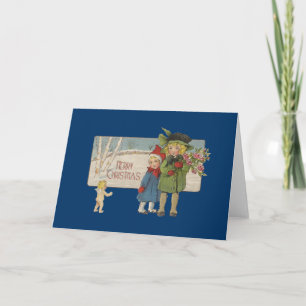 Cartes Pour Fêtes Annuelles Illustration Antique Enfants Noël 1920