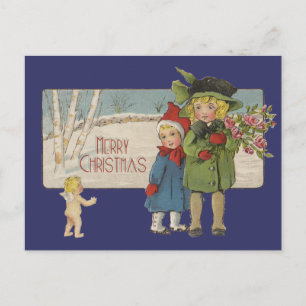 Cartes Pour Fêtes Annuelles Illustration Antique Enfants Noël 1920
