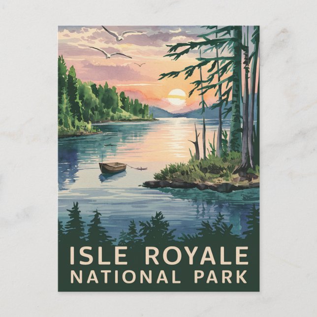 Cartes Pour Fêtes Annuelles Illustration aquarelle de l'île Royale (Devant)
