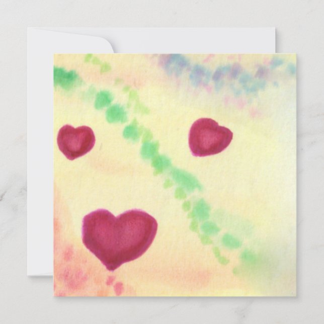Cartes Pour Fêtes Annuelles Illustration aquarelle Symbole d'amour Trois Coeur (Devant)