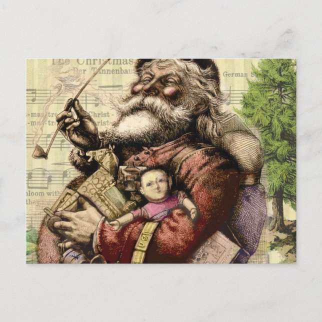 Cartes Pour Fêtes Annuelles Illustration classique de l'arbre du Père Noël joy (Devant)