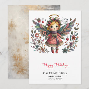 Cartes Pour Fêtes Annuelles Illustration d'ange fantaisiste joyeuse 