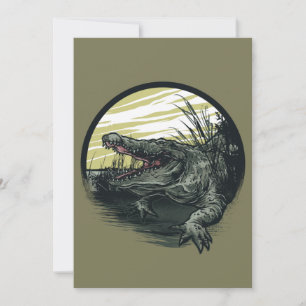 Cartes Pour Fêtes Annuelles Illustration d'art de marais de l'alligator féroce