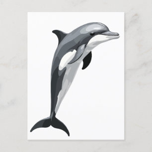 Cartes Pour Fêtes Annuelles Illustration d'art vectoriel dauphin avec noir bla